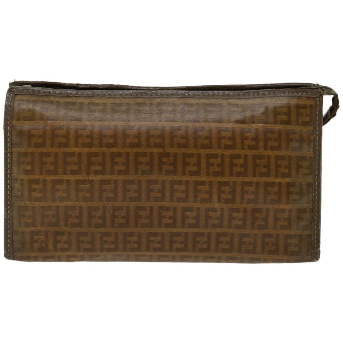 FENDI Zucchino Canvas Clutch Bag Brown Auth im455