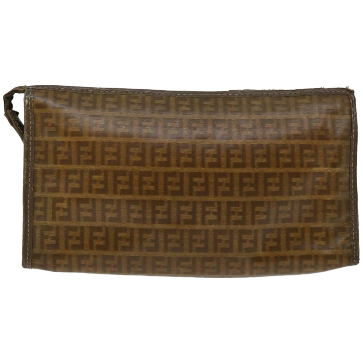 FENDI Zucchino Canvas Clutch Bag Brown Auth im455