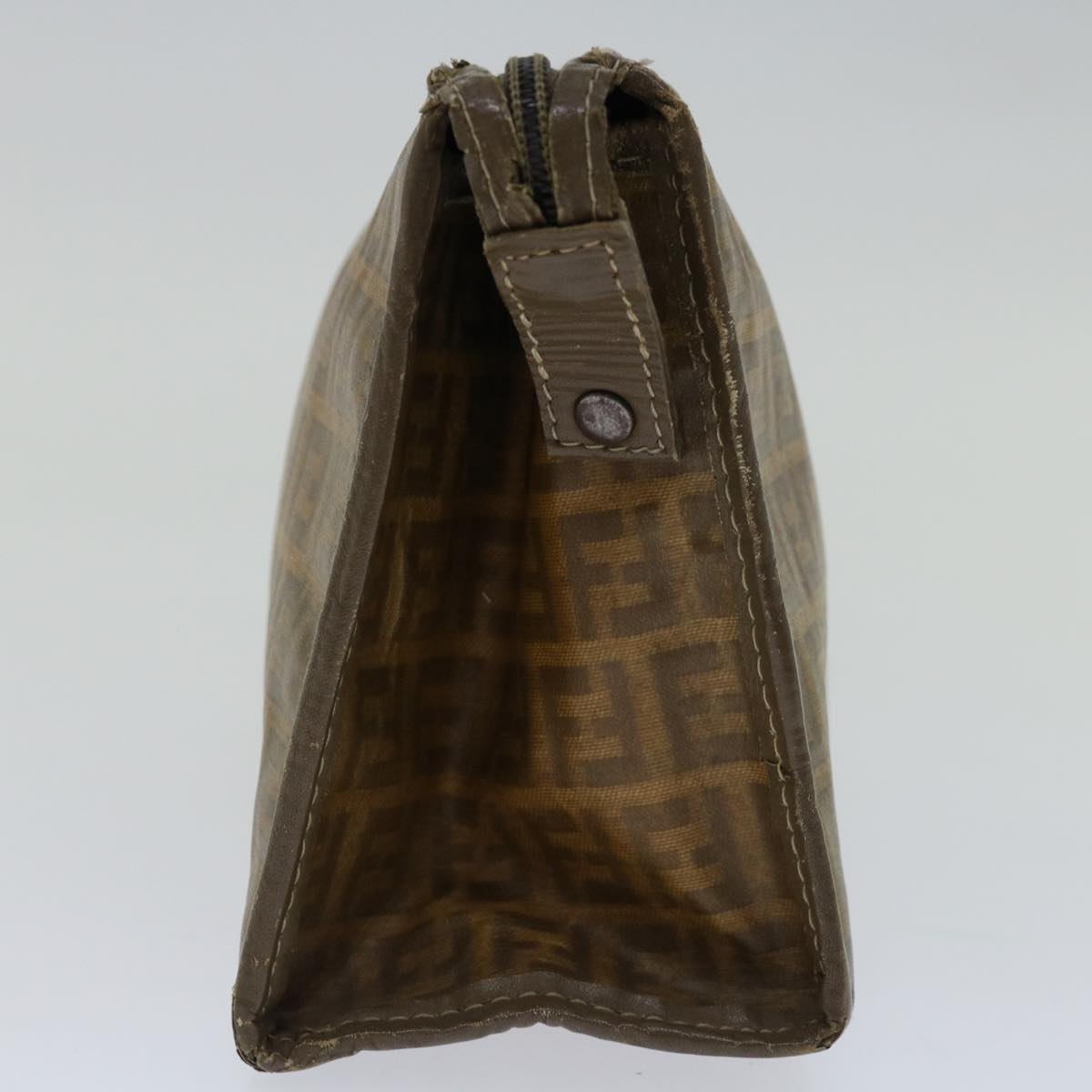 FENDI Zucchino Canvas Clutch Bag Brown Auth im455