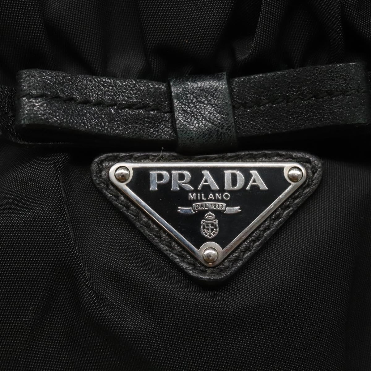 PRADA Hand Bag Nylon 2way Black Silver Auth IN009