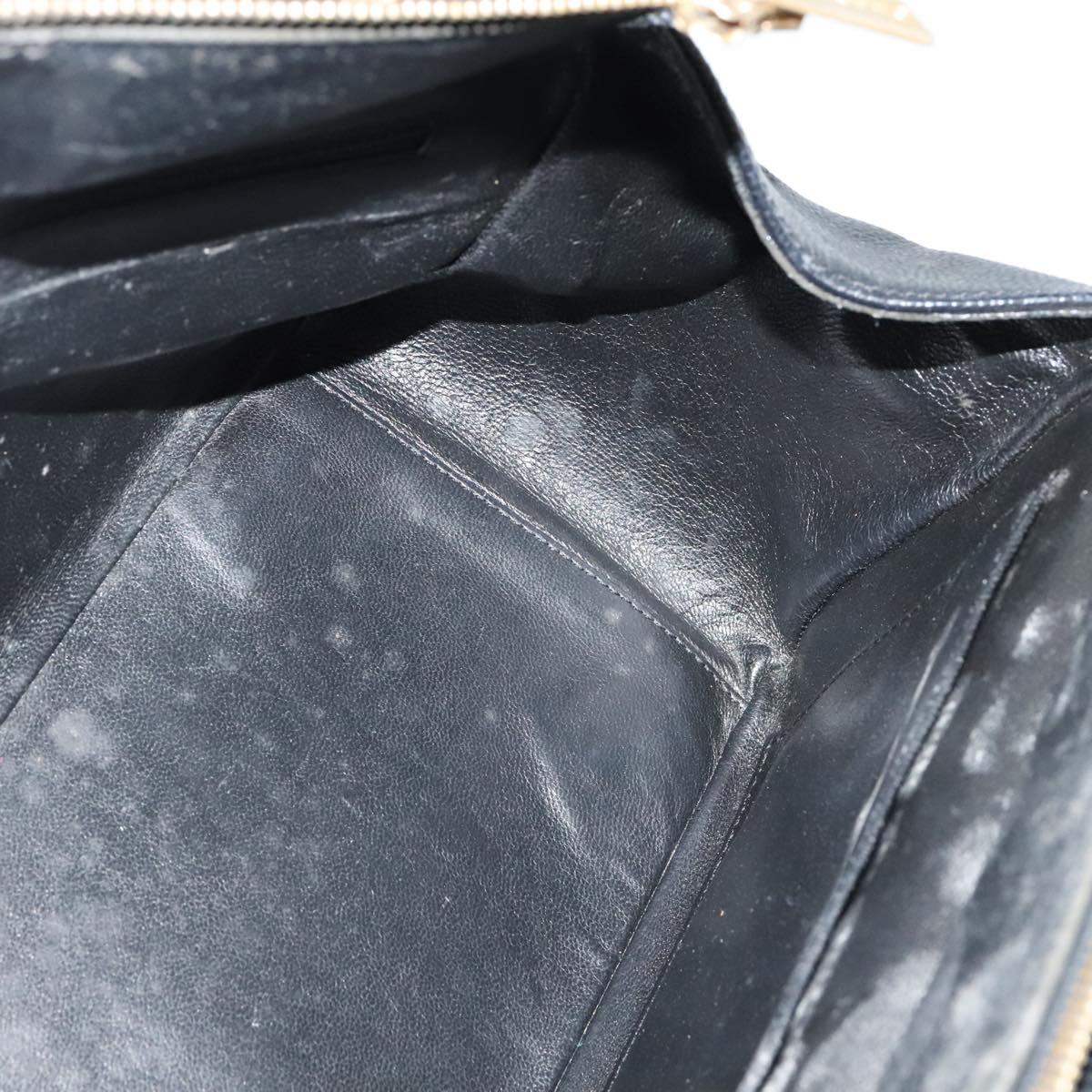 CHANEL Chain Hand Bag Caviar Skin Black Gold CC Auth IN015V