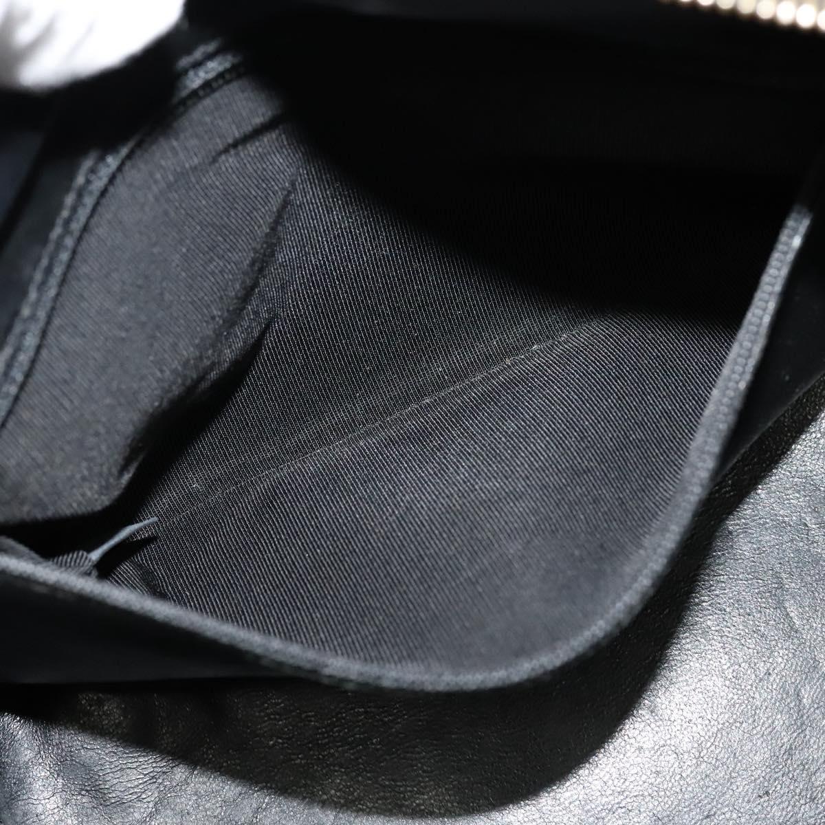 CHANEL Chain Hand Bag Caviar Skin Black Gold CC Auth IN015V