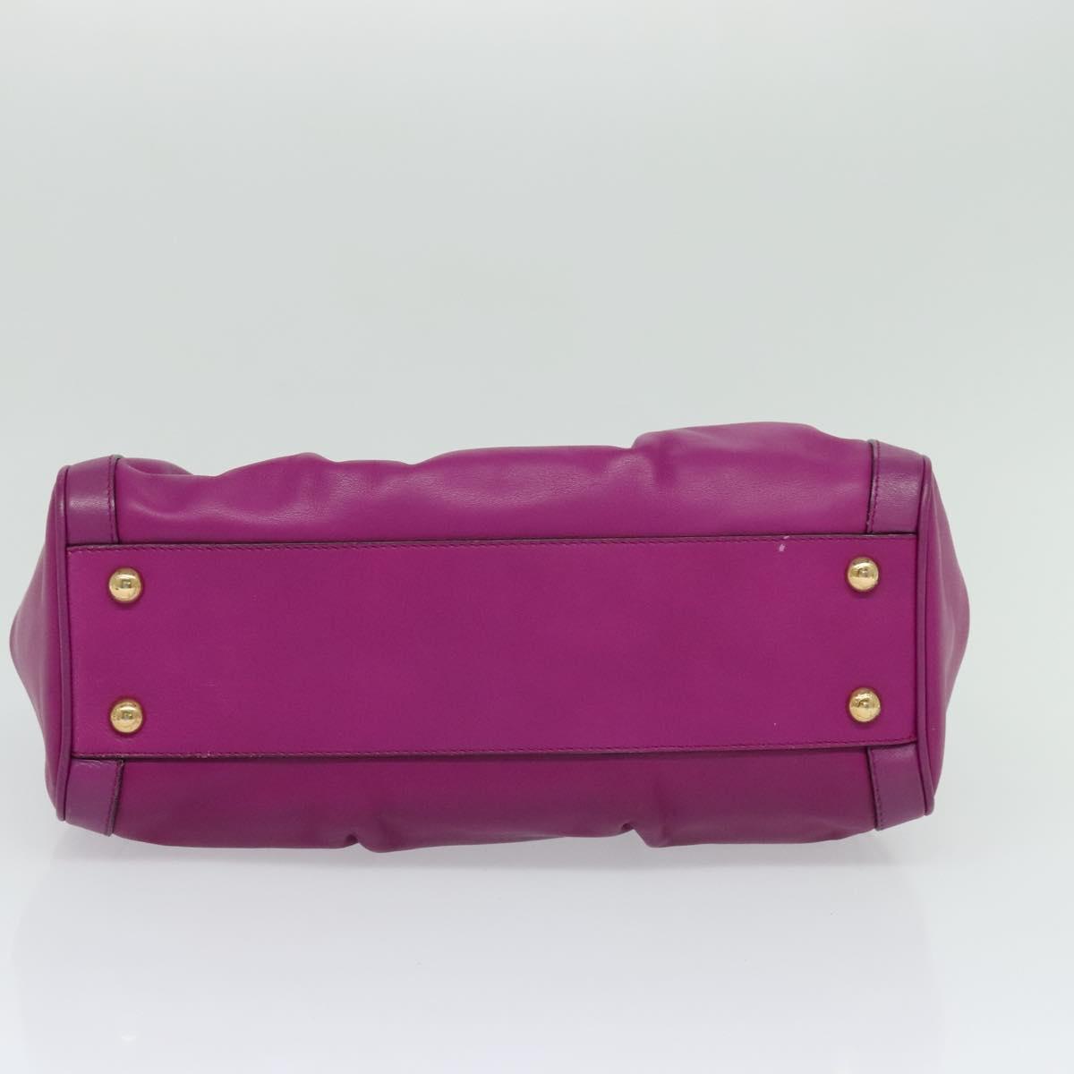 Salvatore Ferragamo Gancini Hand Bag Leather 2way Purple Gold Auth IN020