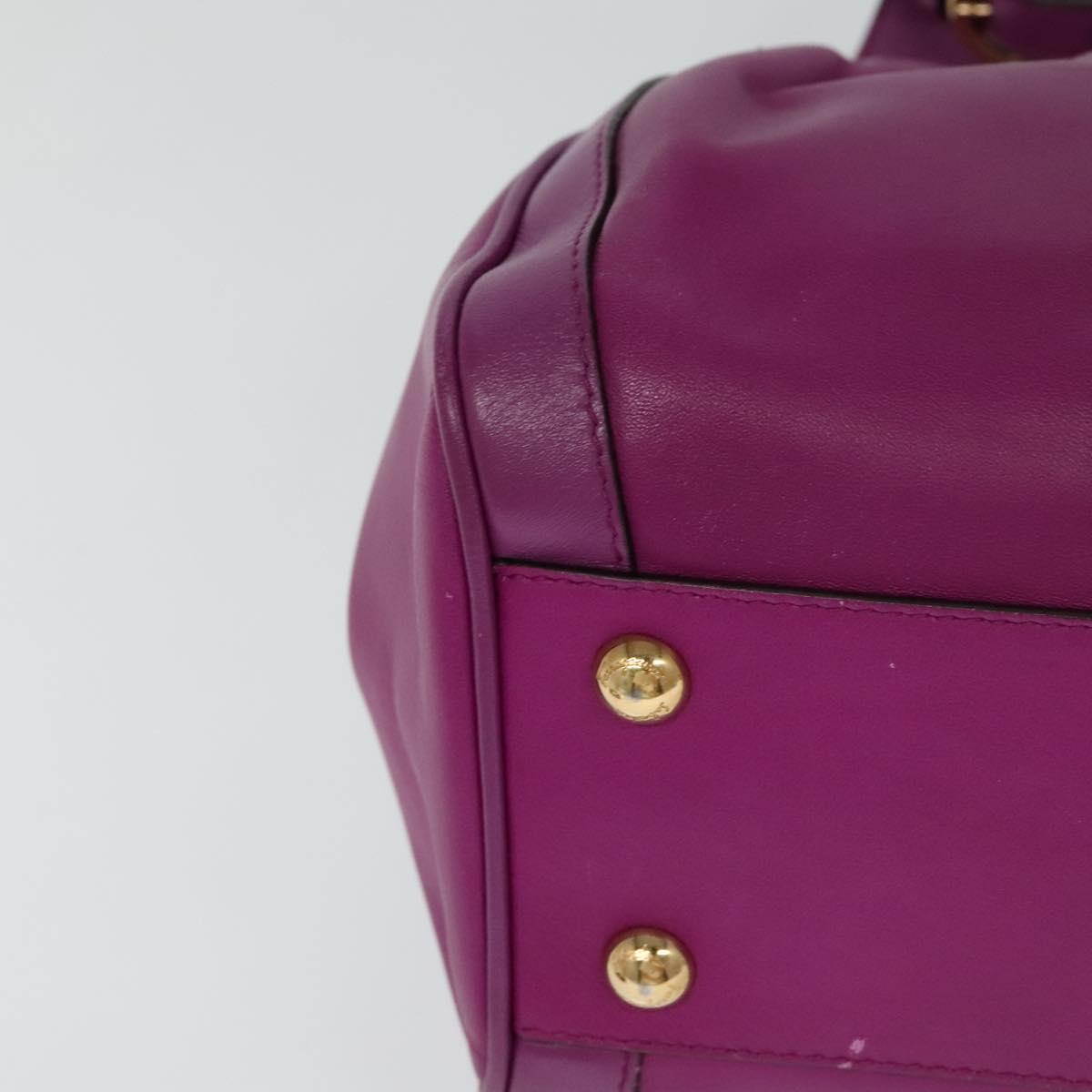 Salvatore Ferragamo Gancini Hand Bag Leather 2way Purple Gold Auth IN020