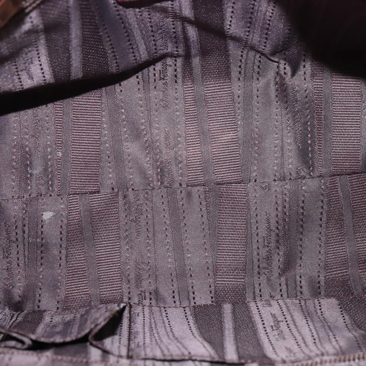 Salvatore Ferragamo Gancini Hand Bag Leather 2way Purple Gold Auth IN020