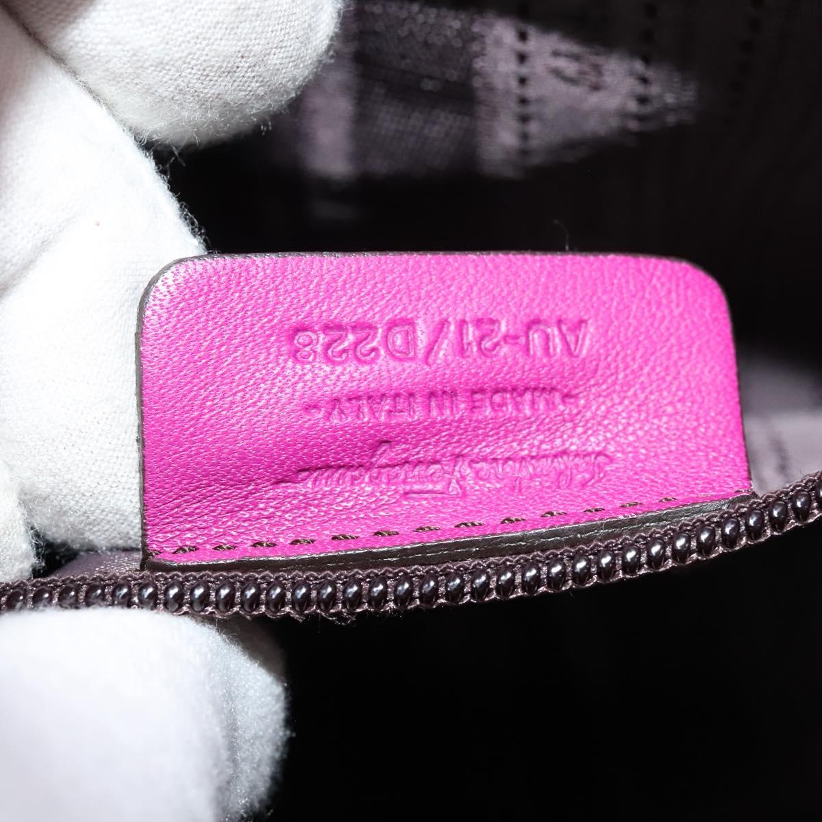 Salvatore Ferragamo Gancini Hand Bag Leather 2way Purple Gold Auth IN020