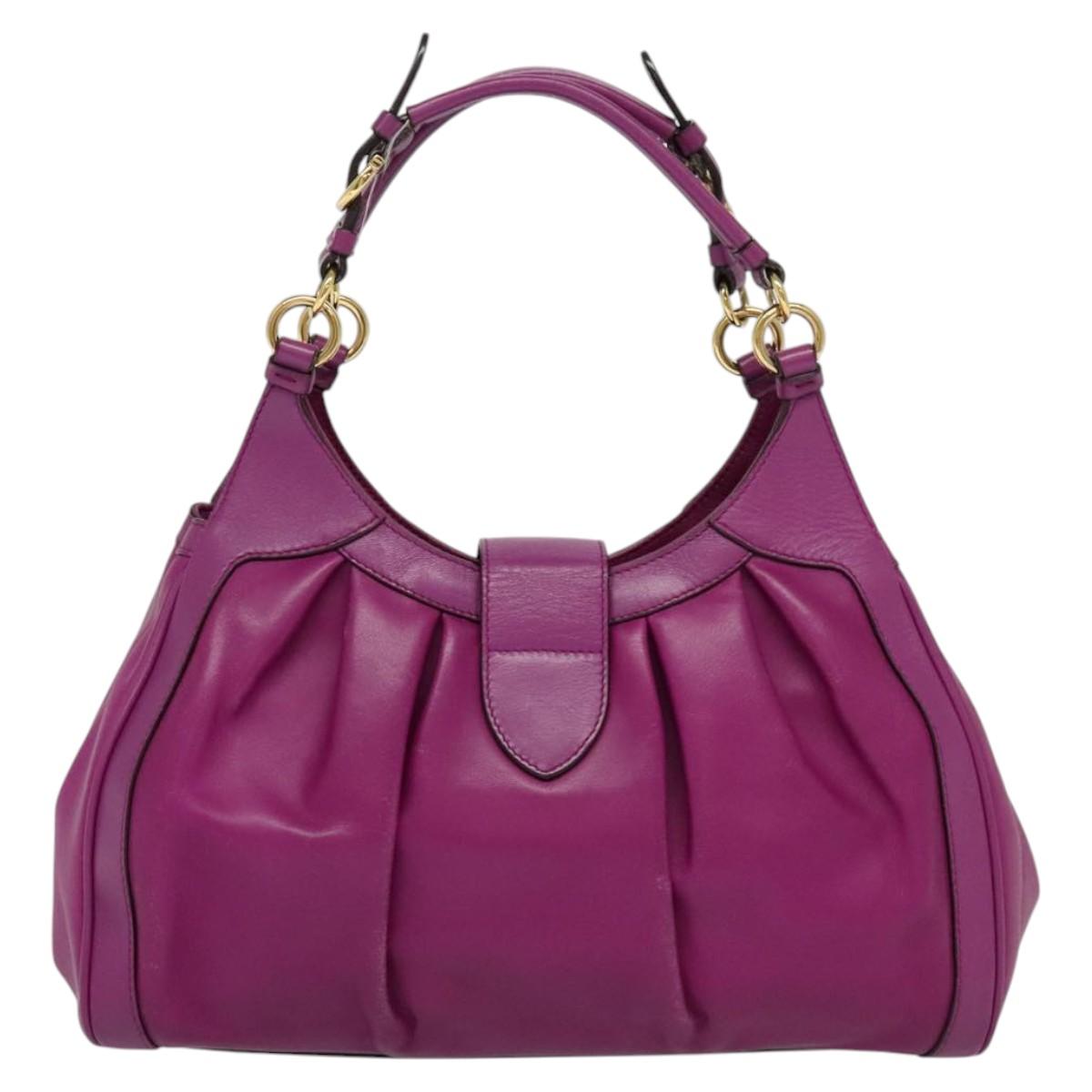 Salvatore Ferragamo Gancini Hand Bag Leather 2way Purple Gold Auth IN020