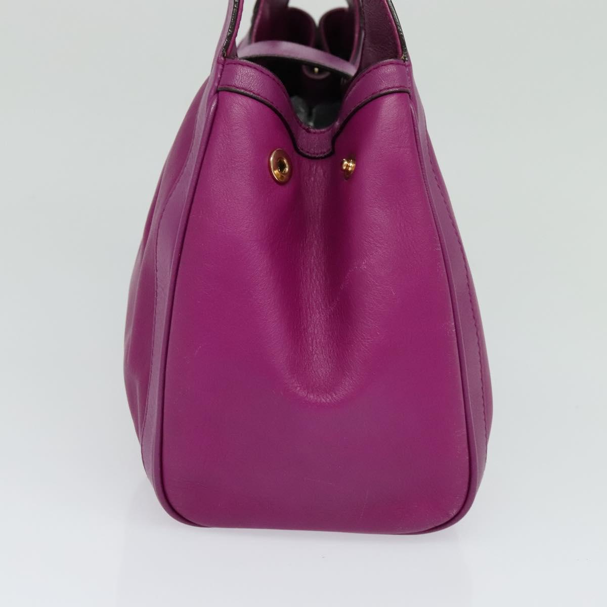 Salvatore Ferragamo Gancini Hand Bag Leather 2way Purple Gold Auth IN020