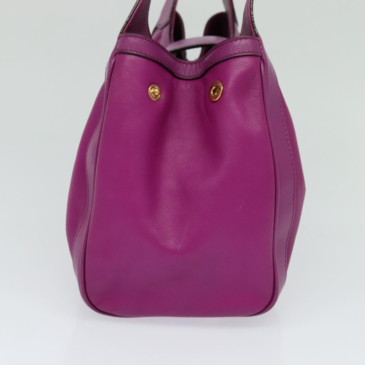 Salvatore Ferragamo Gancini Hand Bag Leather 2way Purple Gold Auth IN020