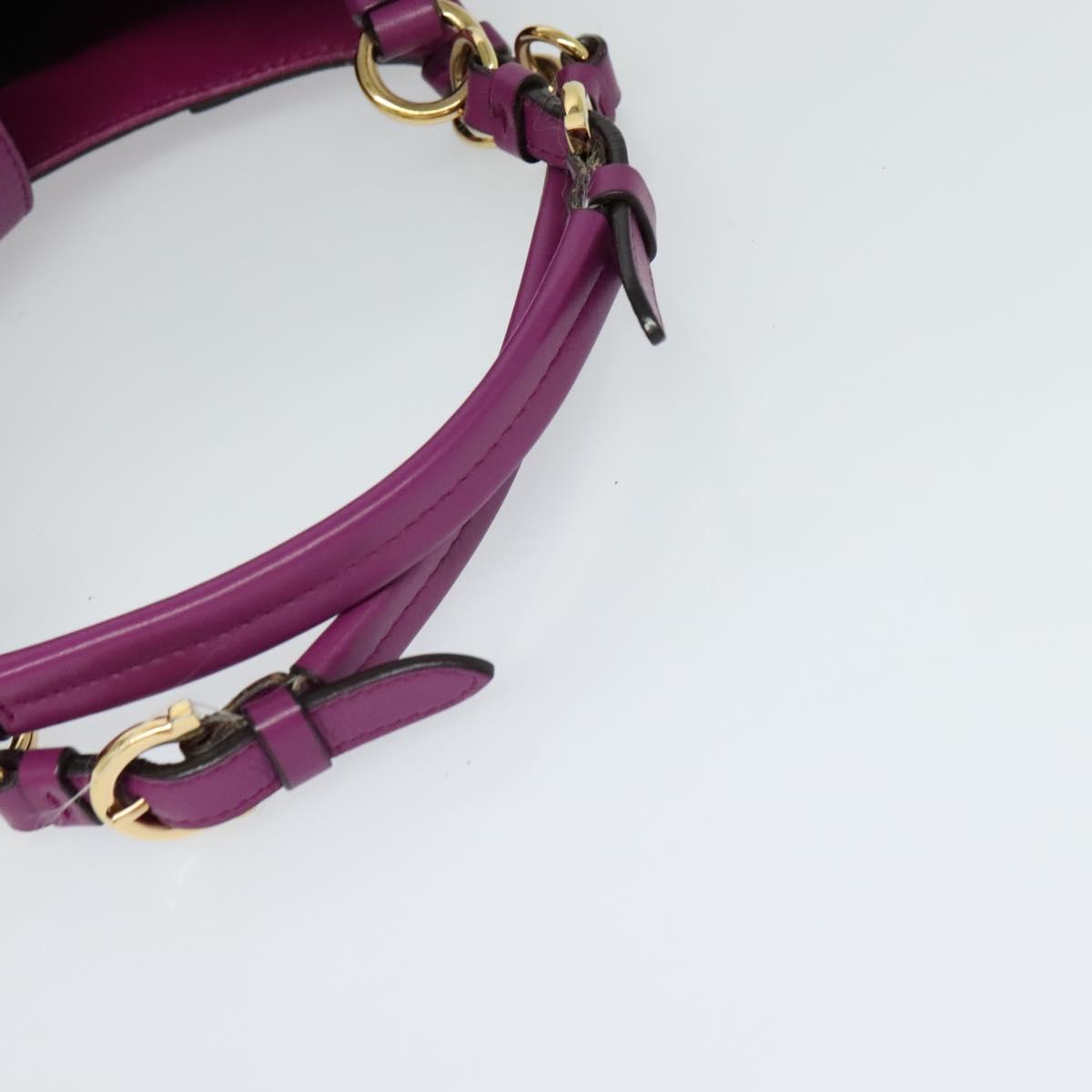 Salvatore Ferragamo Gancini Hand Bag Leather 2way Purple Gold Auth IN020