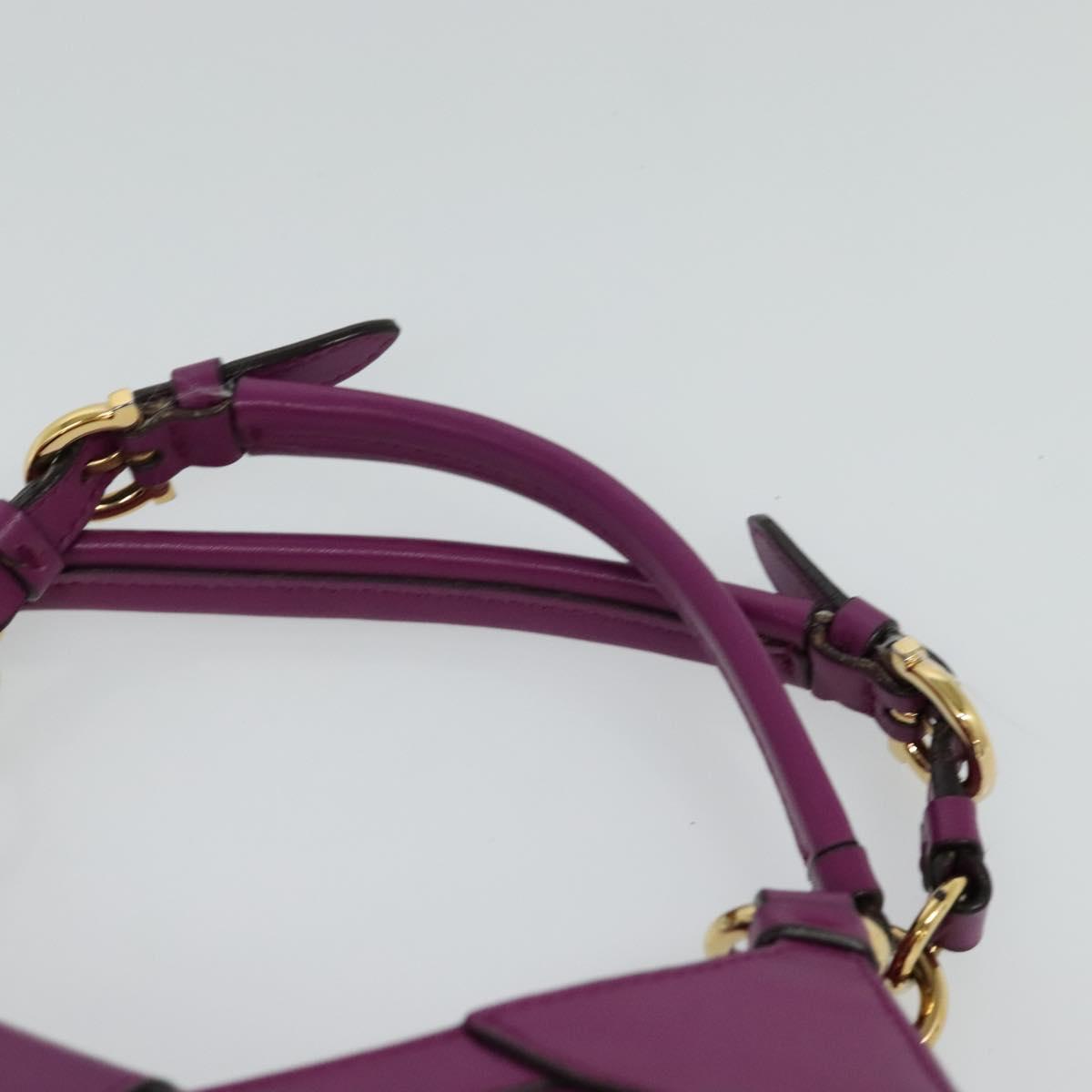 Salvatore Ferragamo Gancini Hand Bag Leather 2way Purple Gold Auth IN020