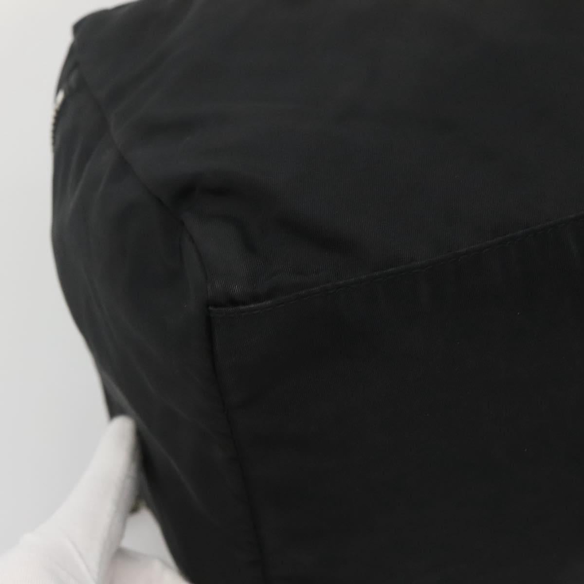 PRADA Hand Bag Nylon Black Silver Auth IN024