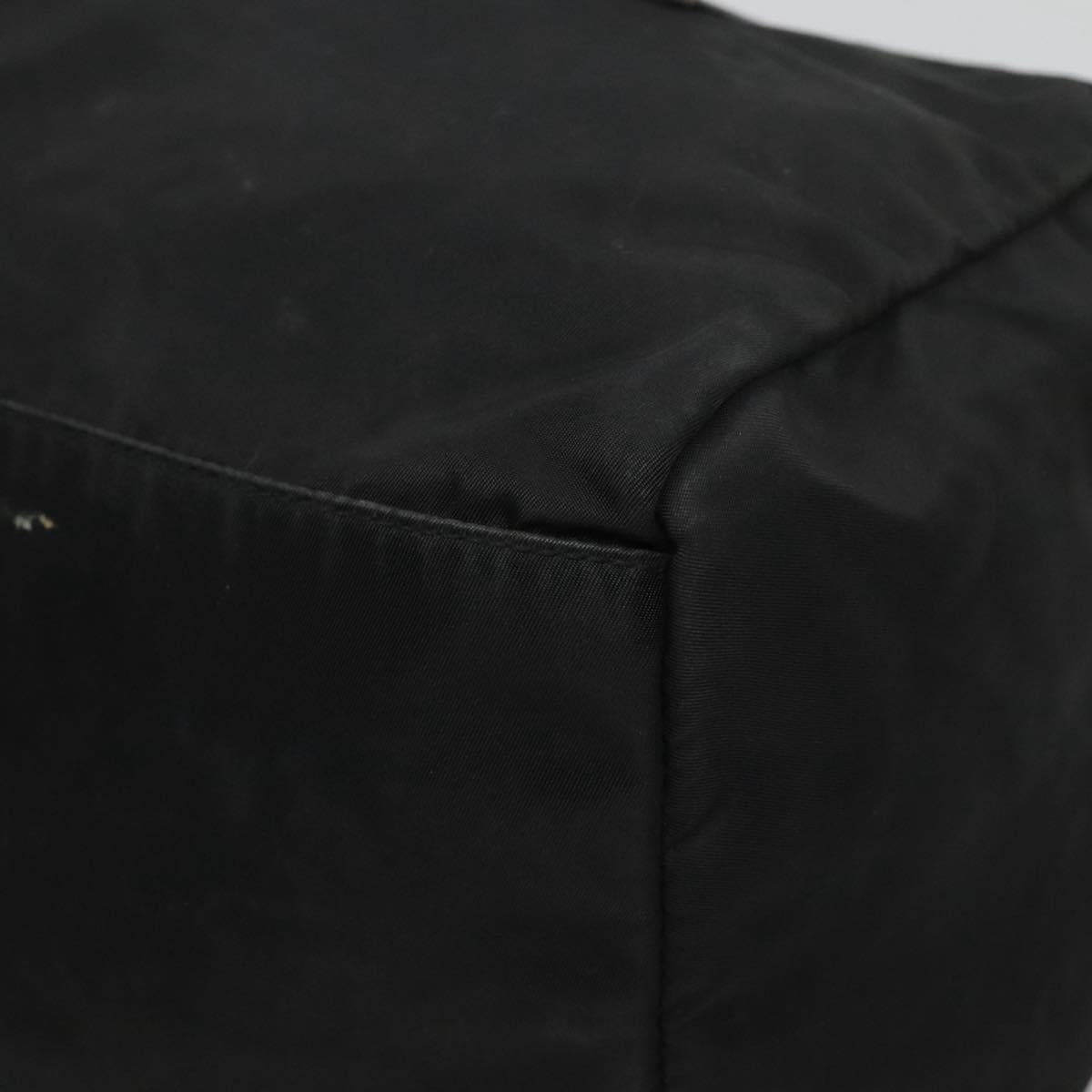 PRADA Hand Bag Nylon Black Silver Auth IN024