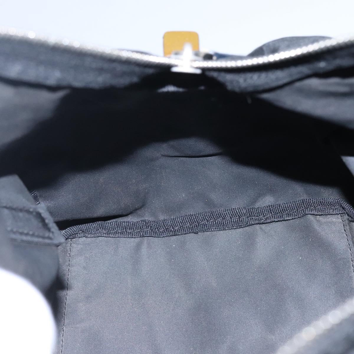 PRADA Hand Bag Nylon Black Silver Auth IN024