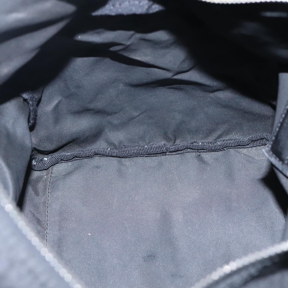 PRADA Hand Bag Nylon Black Silver Auth IN024