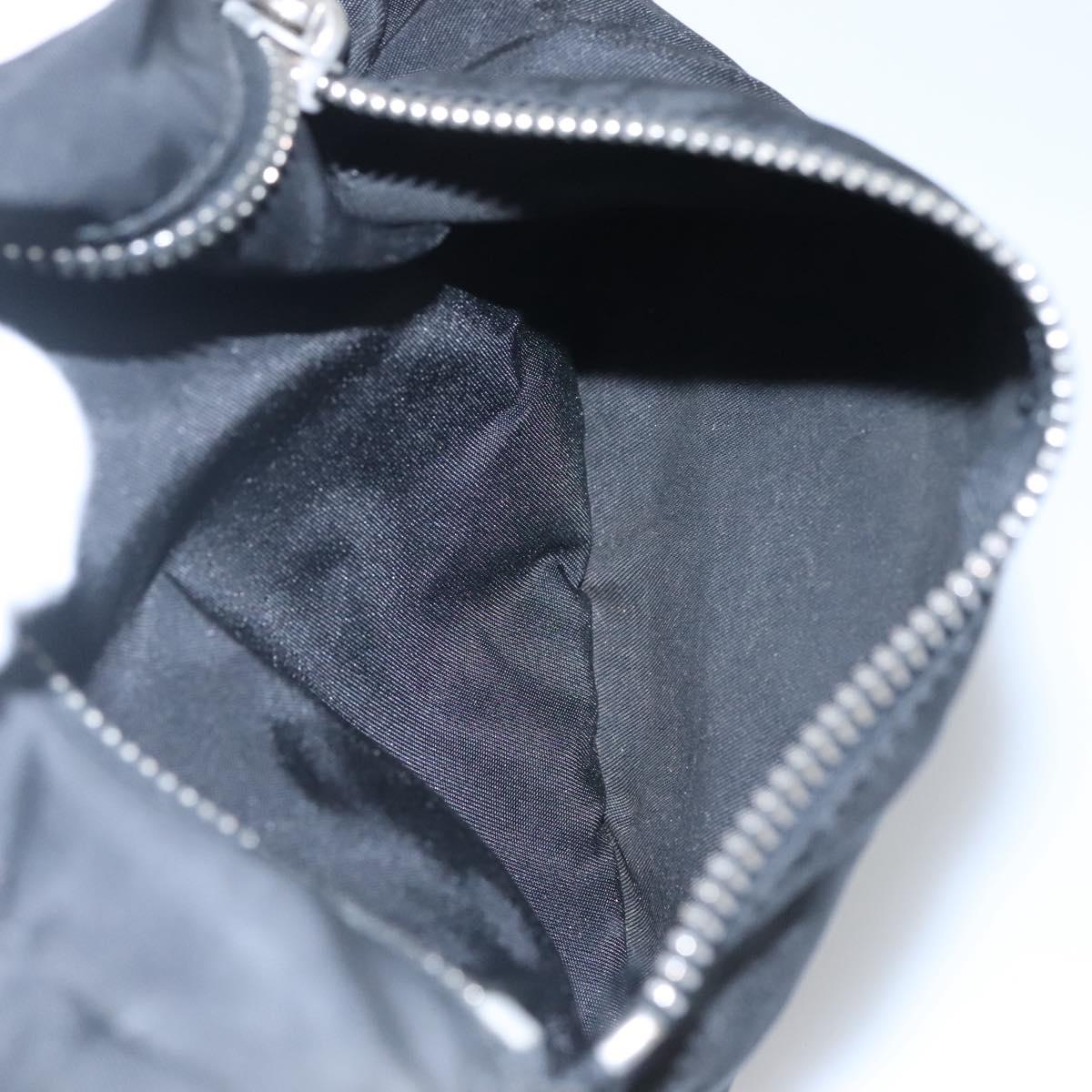 PRADA Hand Bag Nylon Black Silver Auth IN024