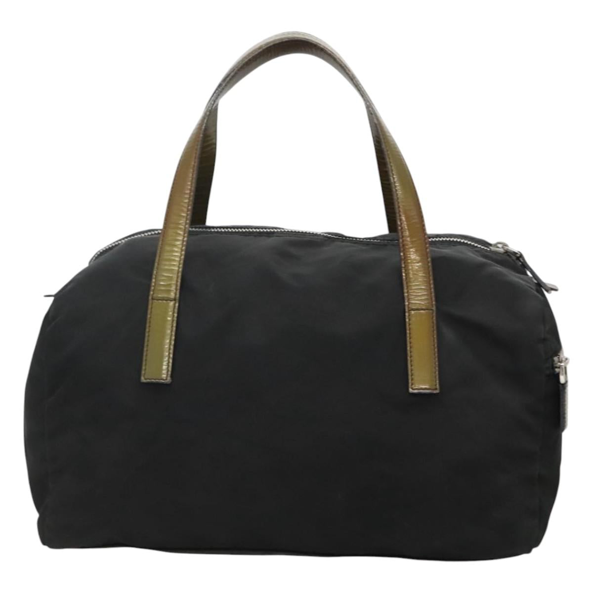 PRADA Hand Bag Nylon Black Silver Auth IN024