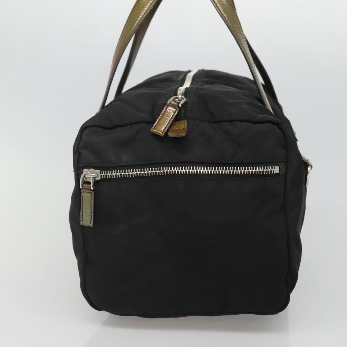 PRADA Hand Bag Nylon Black Silver Auth IN024