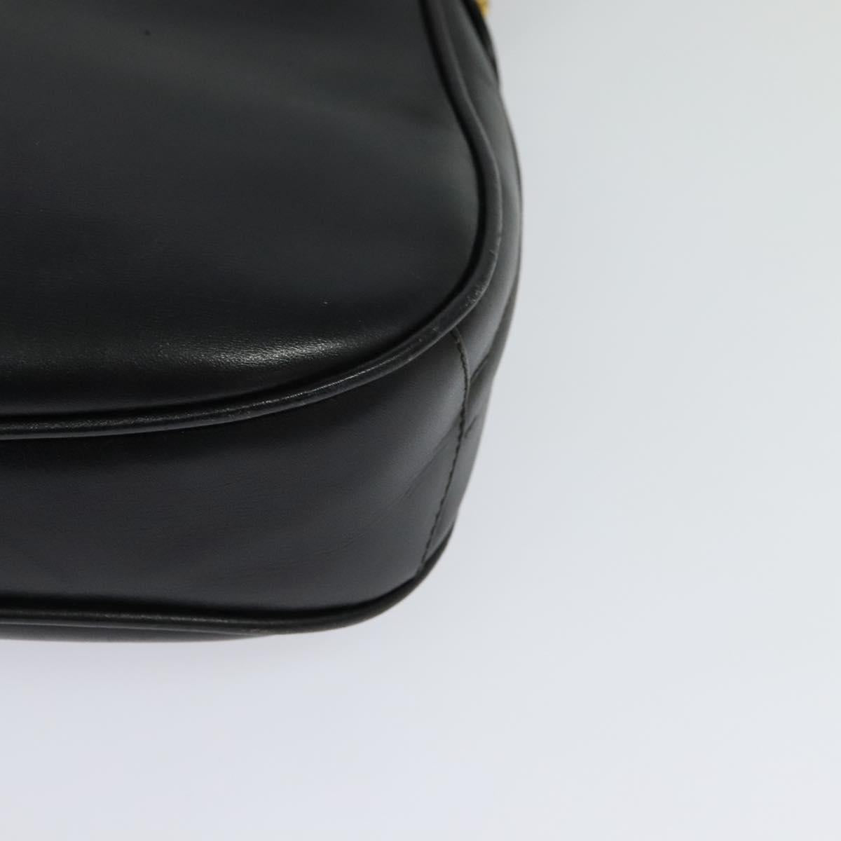 GUCCI Web Sherry Line Shoulder Bag Leather Black Gold Red Auth IN032