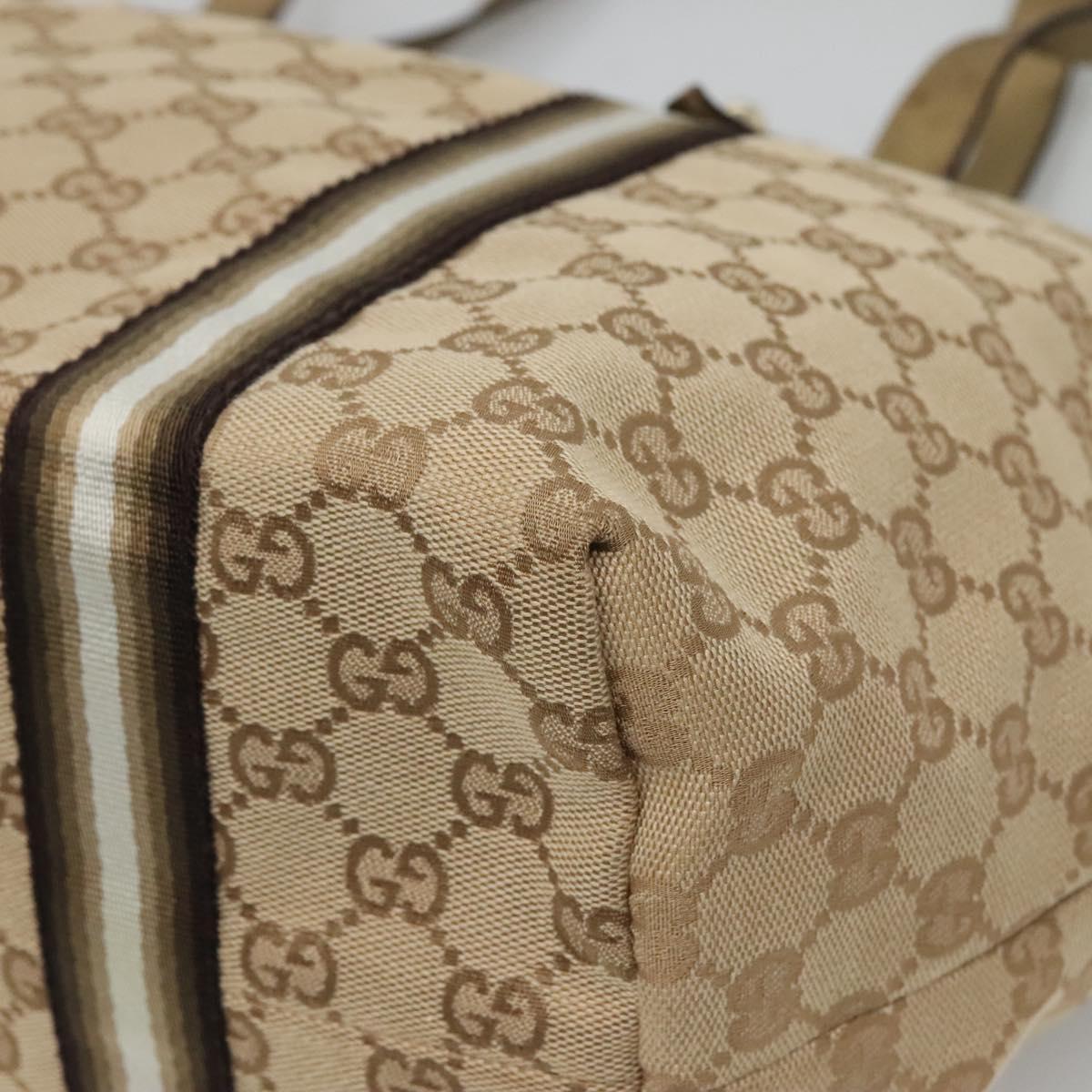 GUCCI GG Canvas Sherry Line Tote Bag Beige Black 139260 Auth IN044