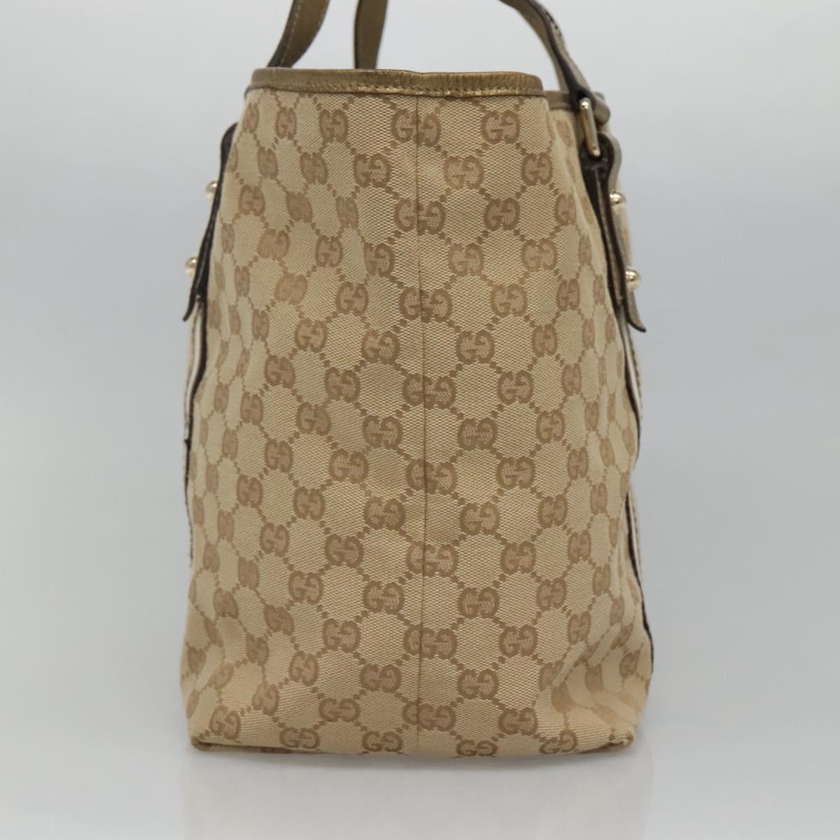 GUCCI GG Canvas Sherry Line Tote Bag Beige Black 139260 Auth IN044