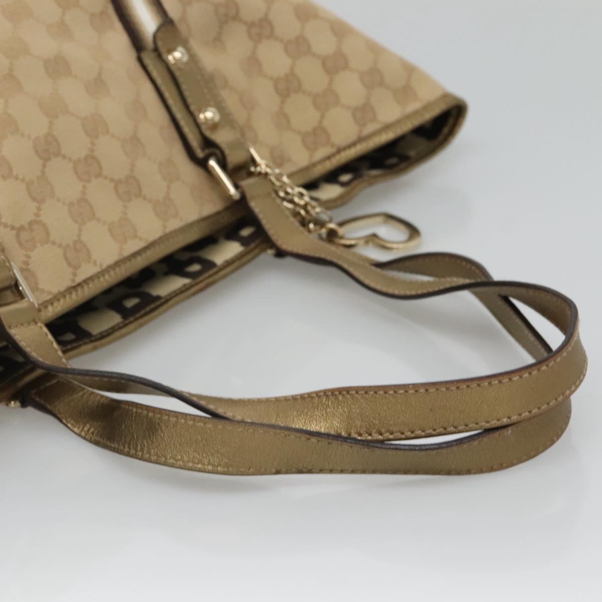 GUCCI GG Canvas Sherry Line Tote Bag Beige Black 139260 Auth IN044
