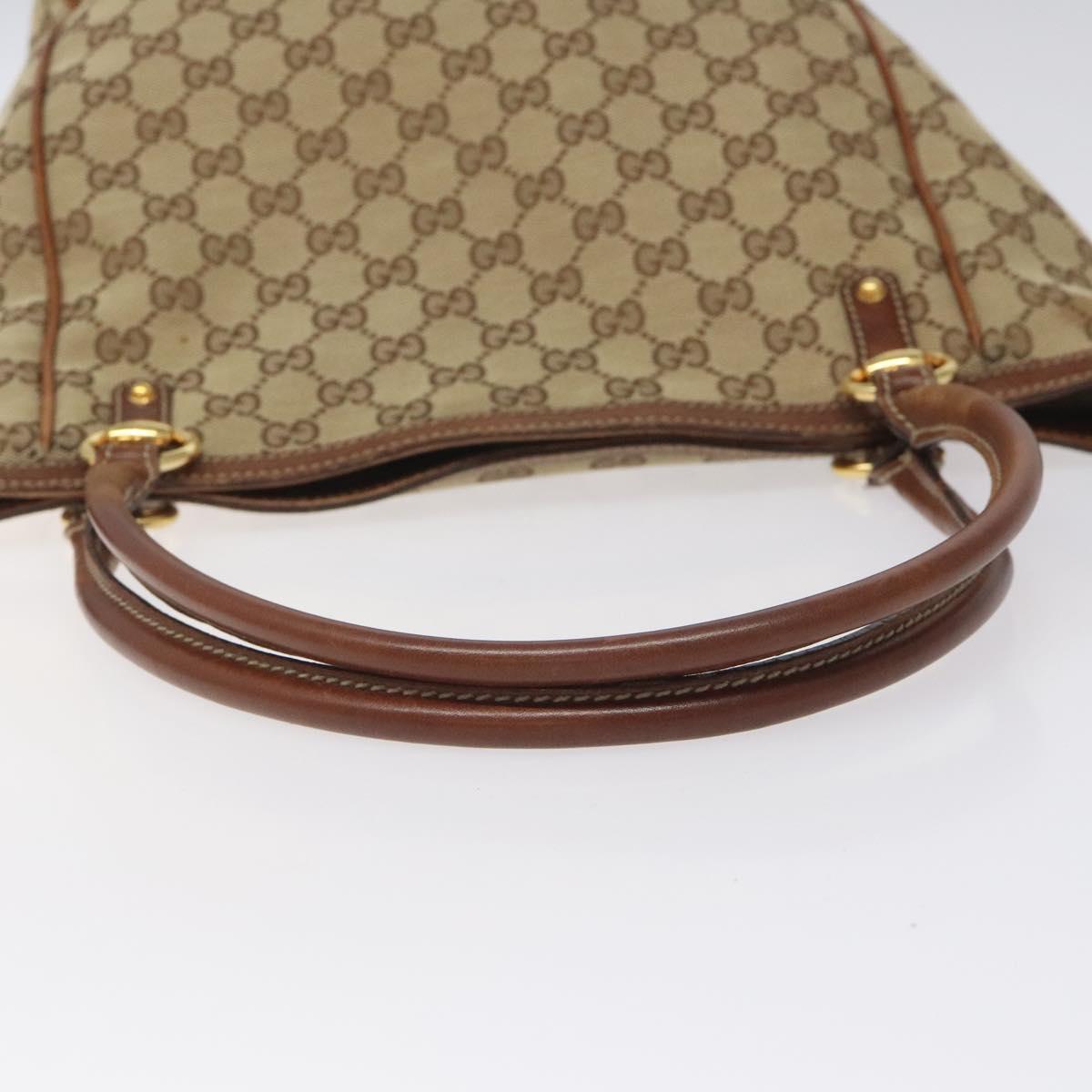 GUCCI GG Canvas Tote Bag Beige Gold 161128 Auth IN046
