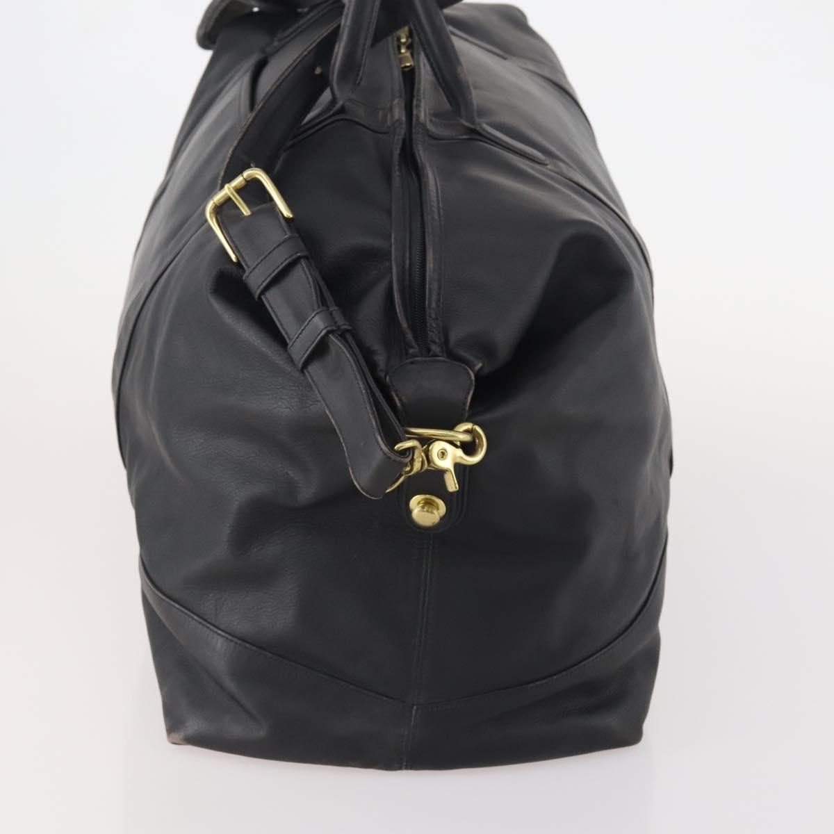 Coach Boston Bag Leather 2way Black Gold Auth INZ009A