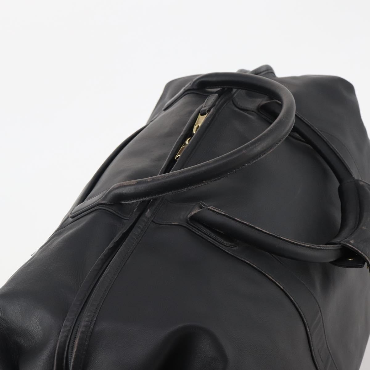 Coach Boston Bag Leather 2way Black Gold Auth INZ009A