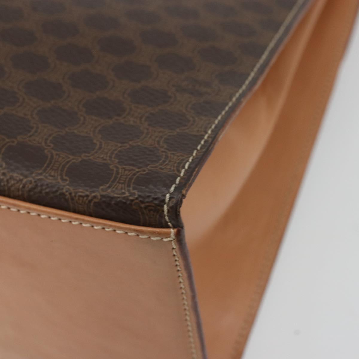 CELINE Macadam Canvas Hand Bag PVC Leather Brown Gold Auth INZ026A