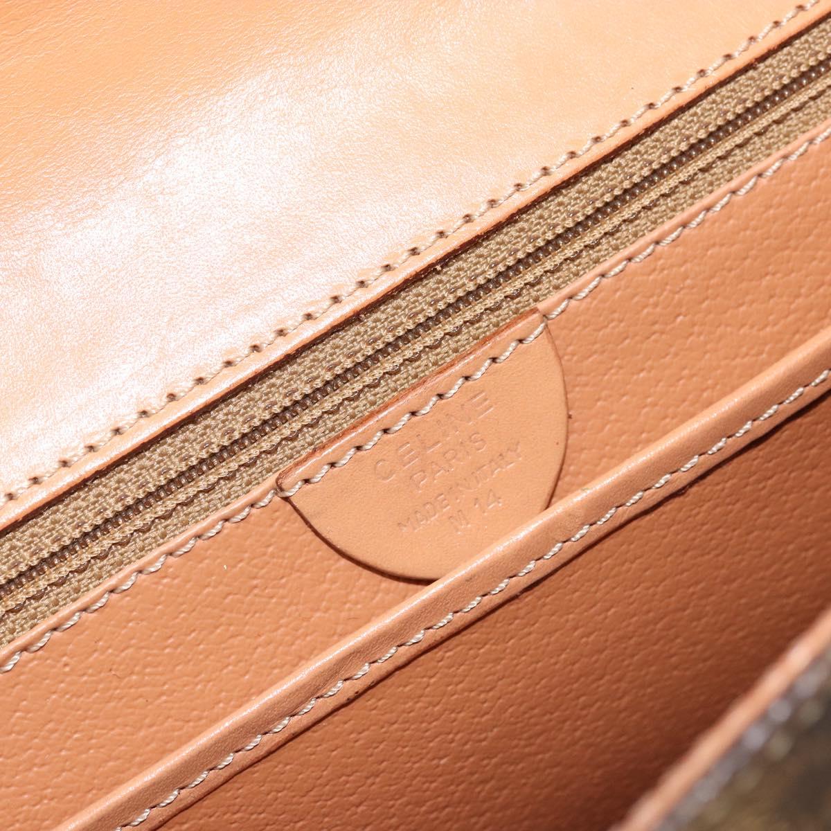 CELINE Macadam Canvas Hand Bag PVC Leather Brown Gold Auth INZ026A