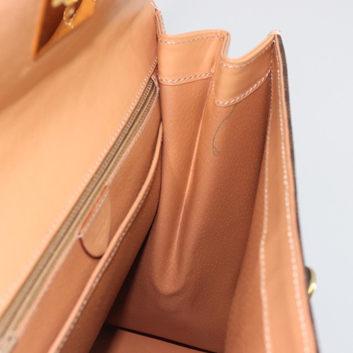 CELINE Macadam Canvas Hand Bag PVC Leather Brown Gold Auth INZ026A