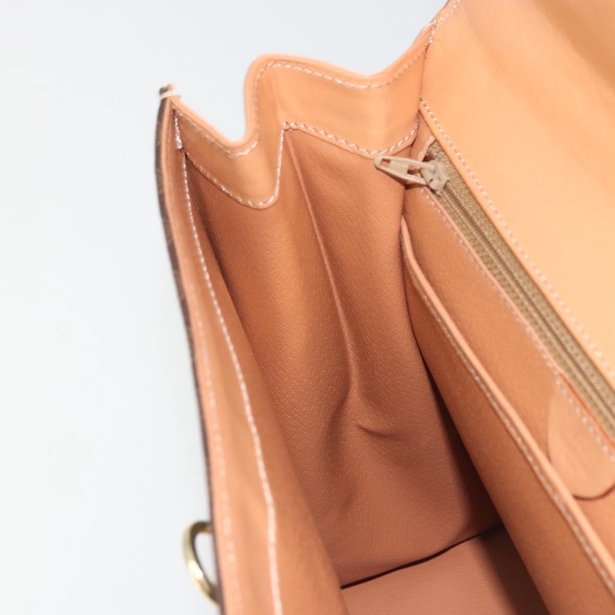 CELINE Macadam Canvas Hand Bag PVC Leather Brown Gold Auth INZ026A