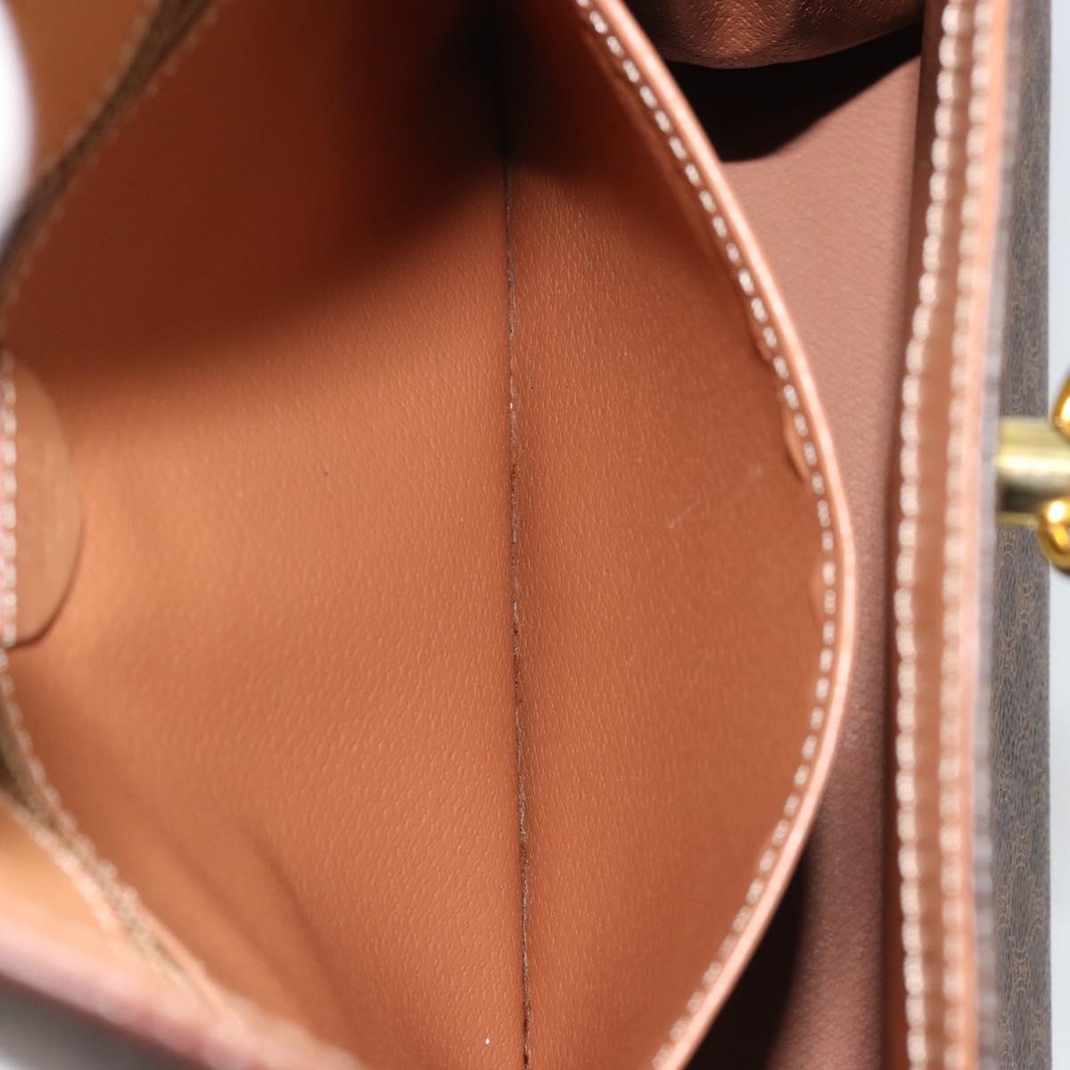CELINE Macadam Canvas Hand Bag PVC Leather Brown Gold Auth INZ026A