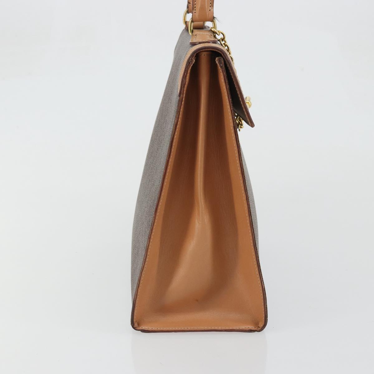CELINE Macadam Canvas Hand Bag PVC Leather Brown Gold Auth INZ026A