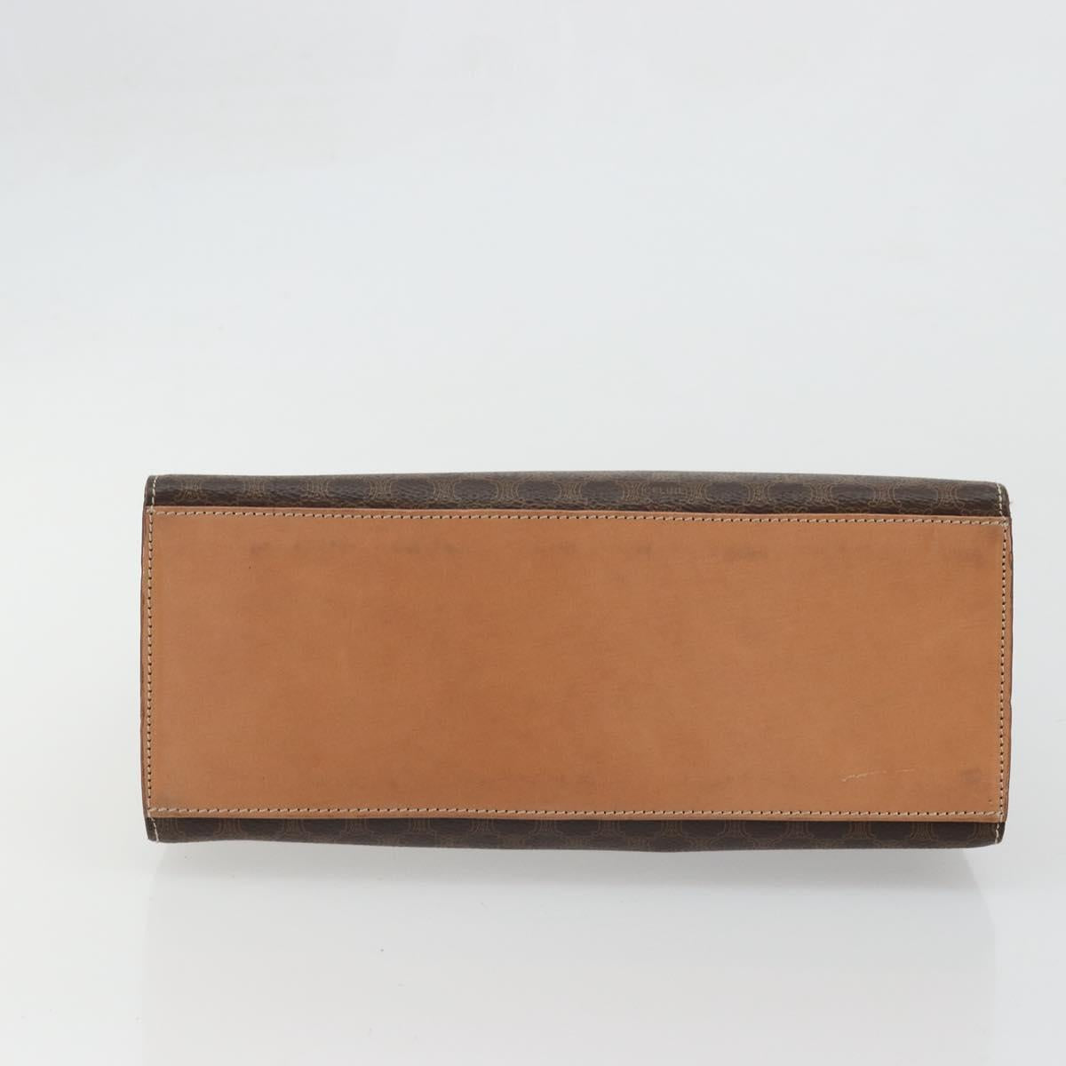CELINE Macadam Canvas Hand Bag PVC Leather Brown Gold Auth INZ026A