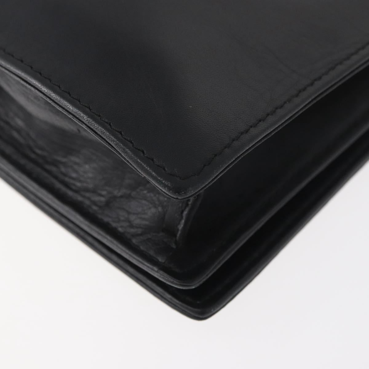 LOEWE Clutch Bag Leather Black Gold Auth INZ056A