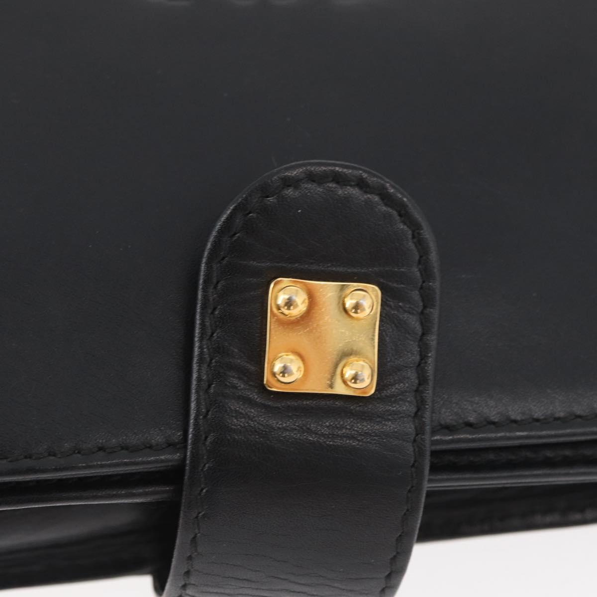 LOEWE Clutch Bag Leather Black Gold Auth INZ056A