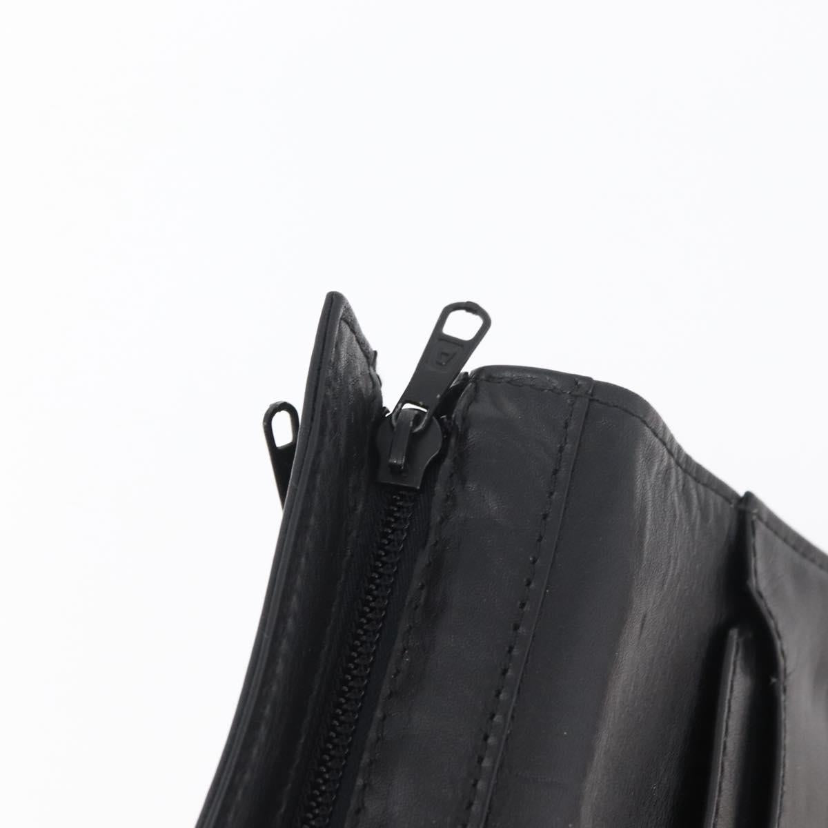 LOEWE Clutch Bag Leather Black Gold Auth INZ056A