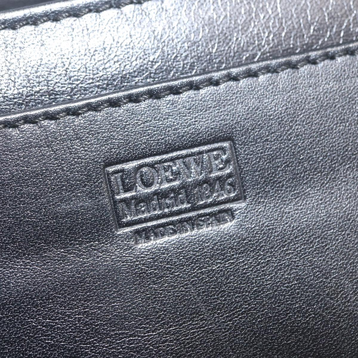 LOEWE Clutch Bag Leather Black Gold Auth INZ056A