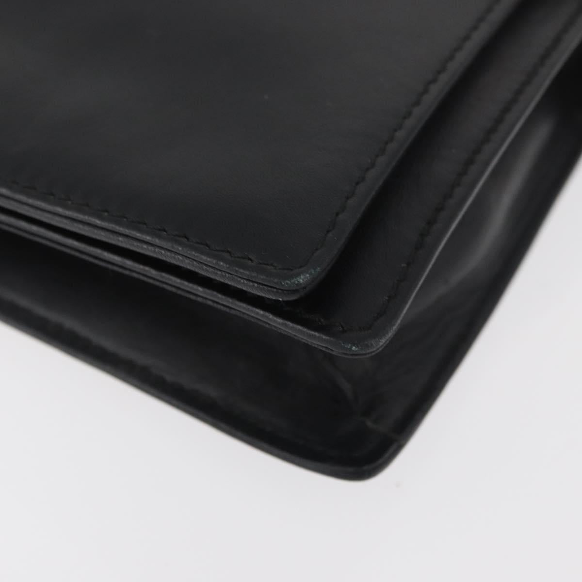 LOEWE Clutch Bag Leather Black Gold Auth INZ056A