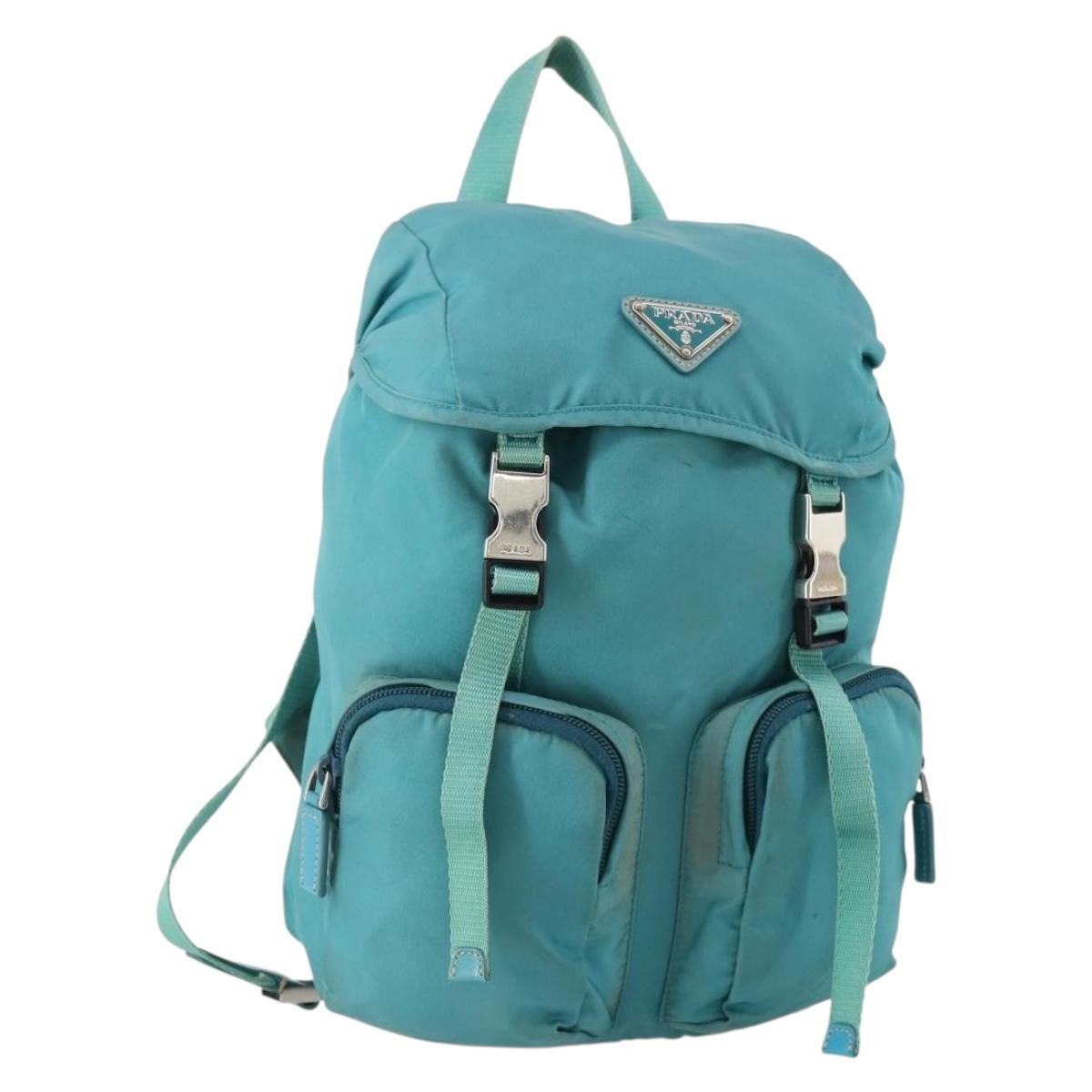 PRADA Backpack Nylon Light Blue Silver Auth INZ057
