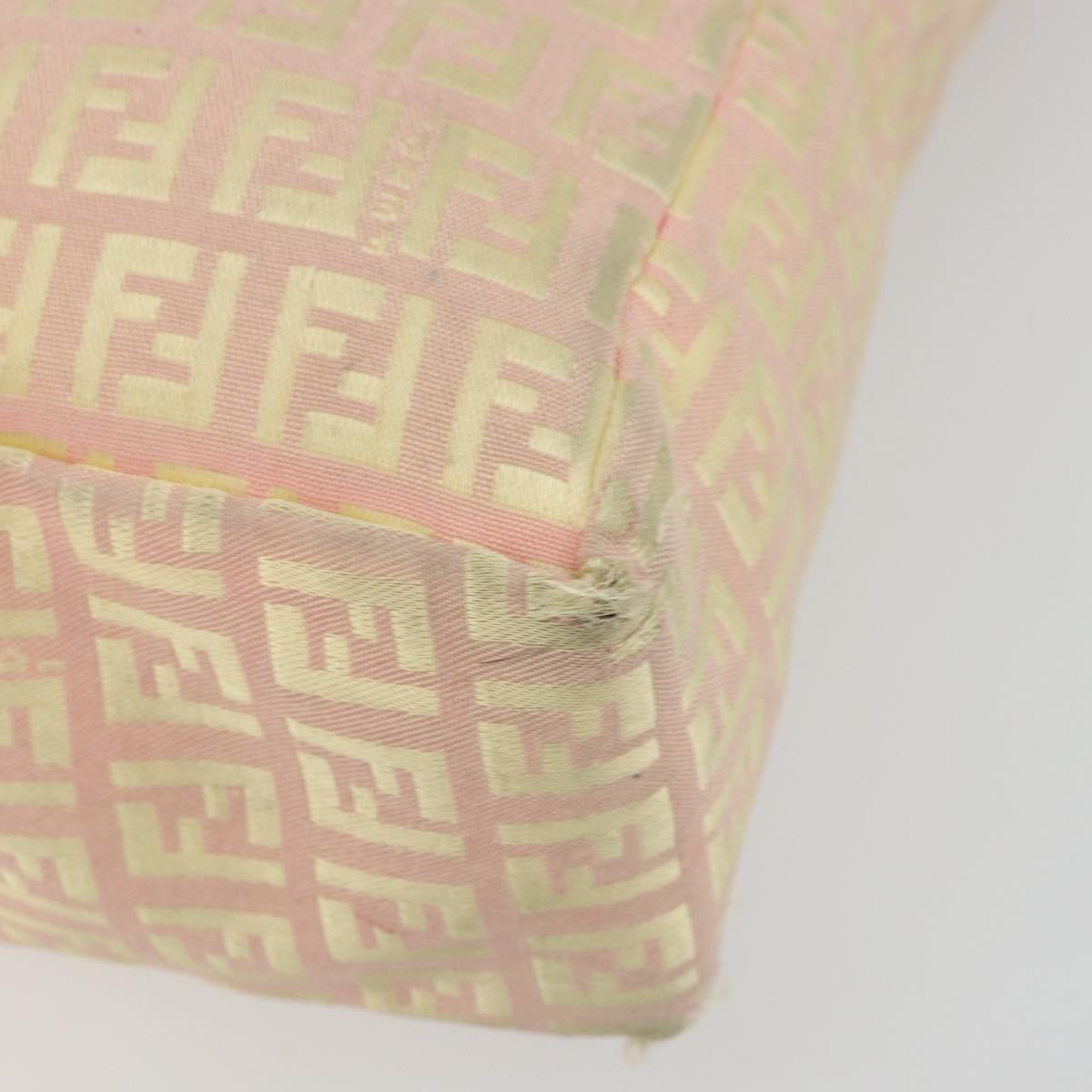 FENDI Zucchino Canvas Tote Bag Pink Gold Auth INZ062