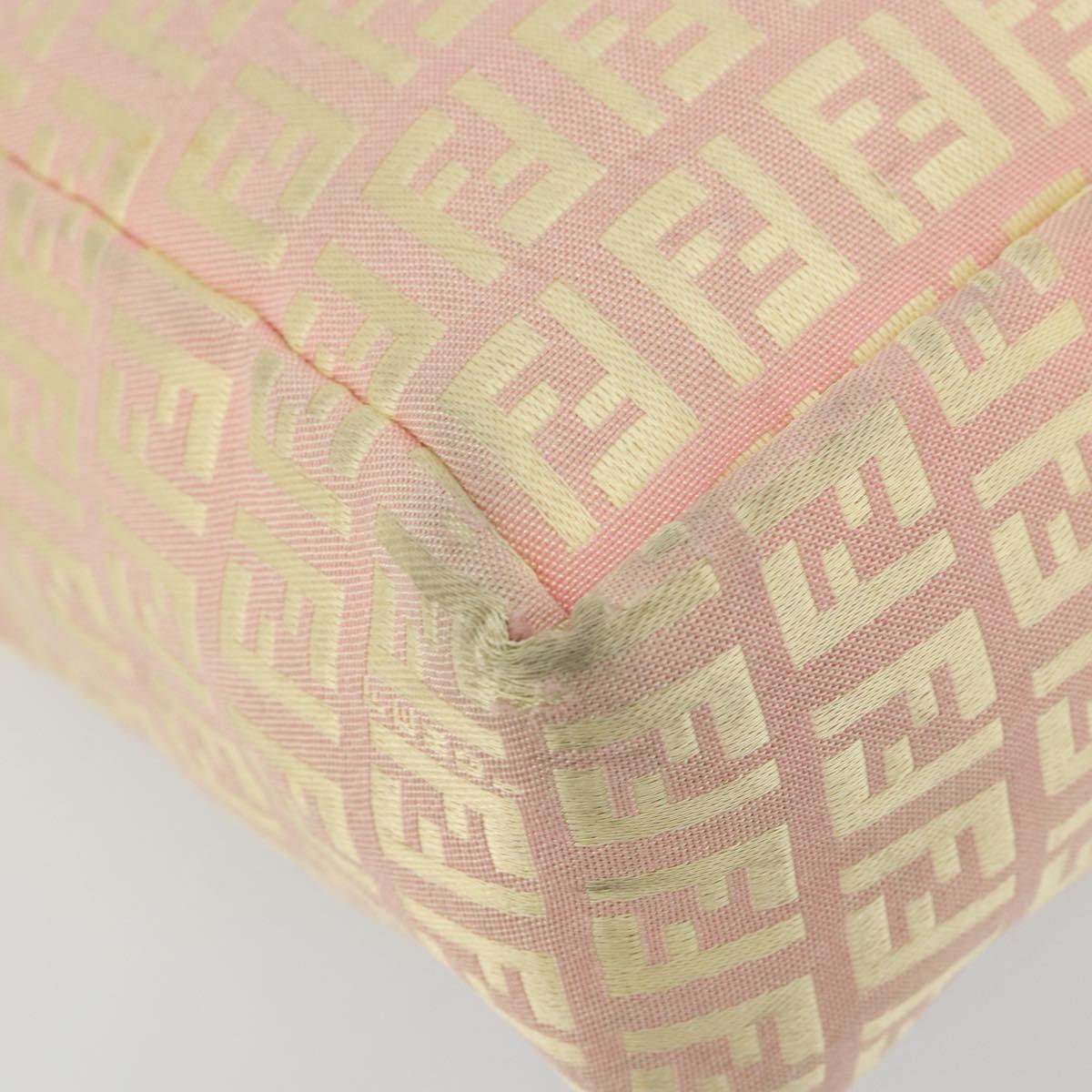 FENDI Zucchino Canvas Tote Bag Pink Gold Auth INZ062