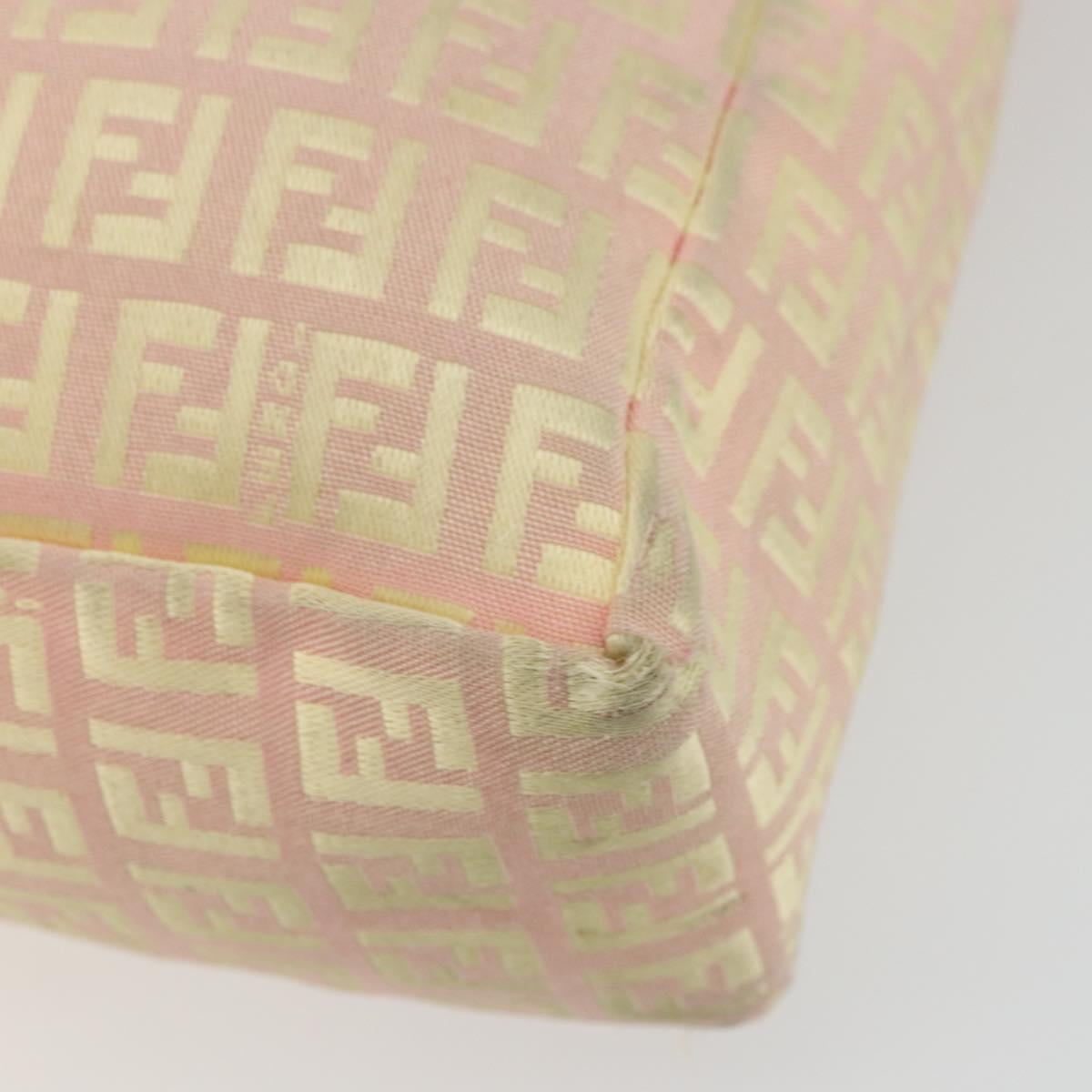 FENDI Zucchino Canvas Tote Bag Pink Gold Auth INZ062