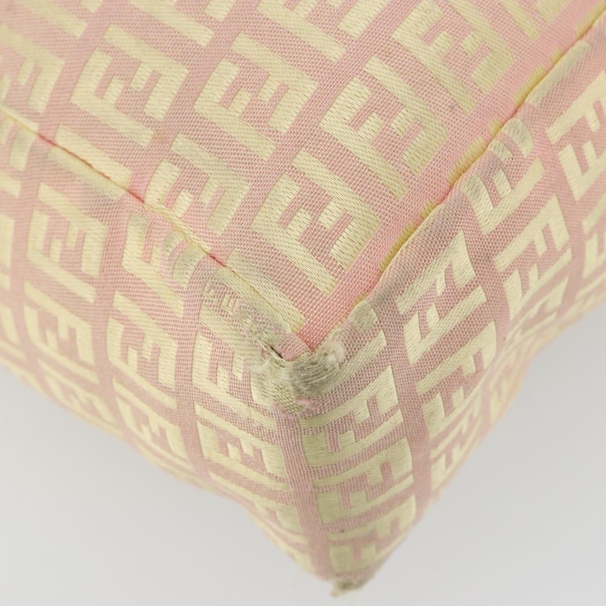 FENDI Zucchino Canvas Tote Bag Pink Gold Auth INZ062