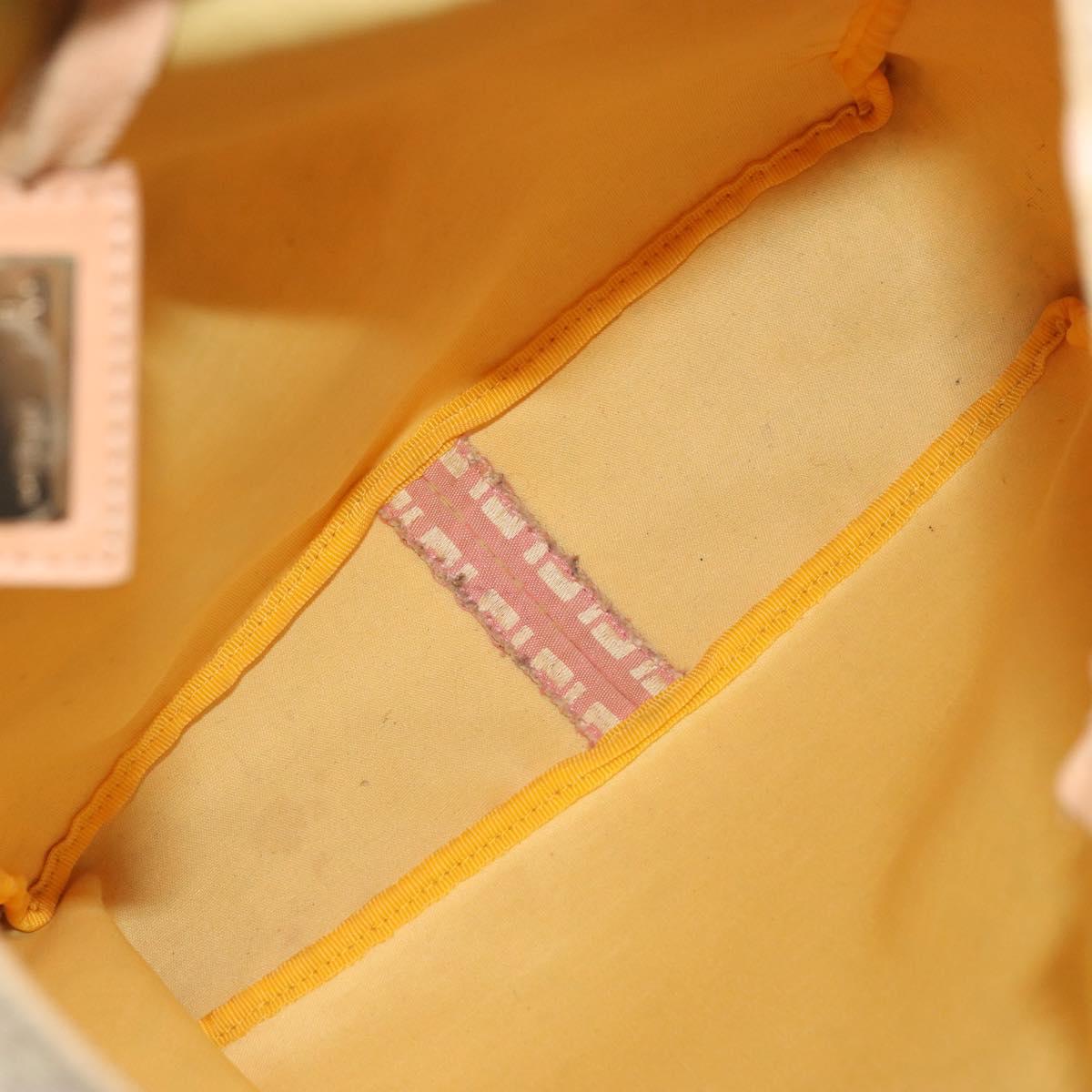 FENDI Zucchino Canvas Tote Bag Pink Gold Auth INZ062