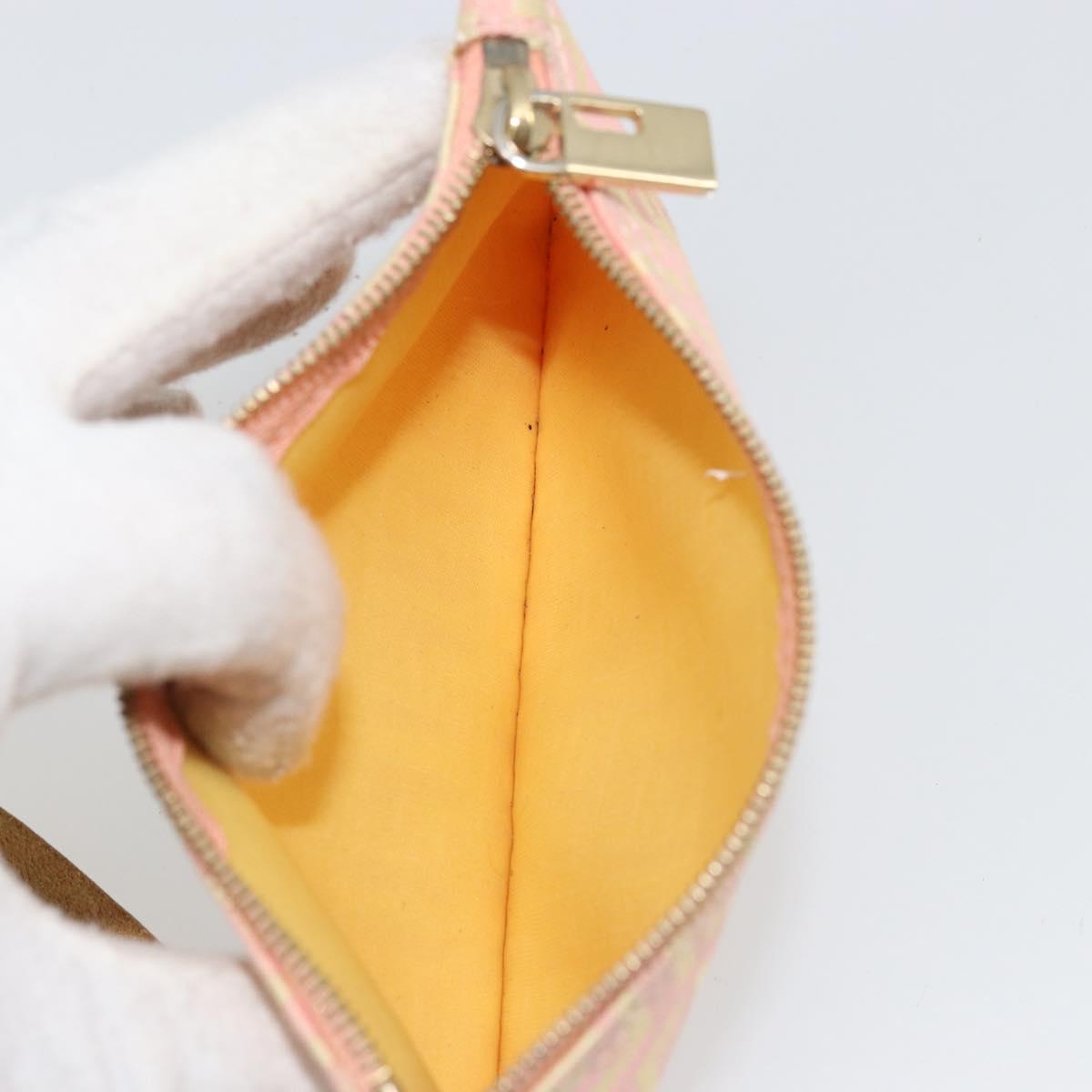 FENDI Zucchino Canvas Tote Bag Pink Gold Auth INZ062