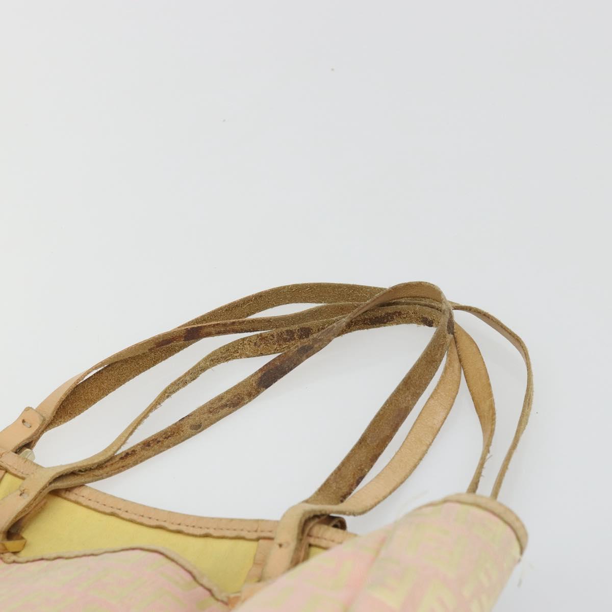FENDI Zucchino Canvas Tote Bag Pink Gold Auth INZ062