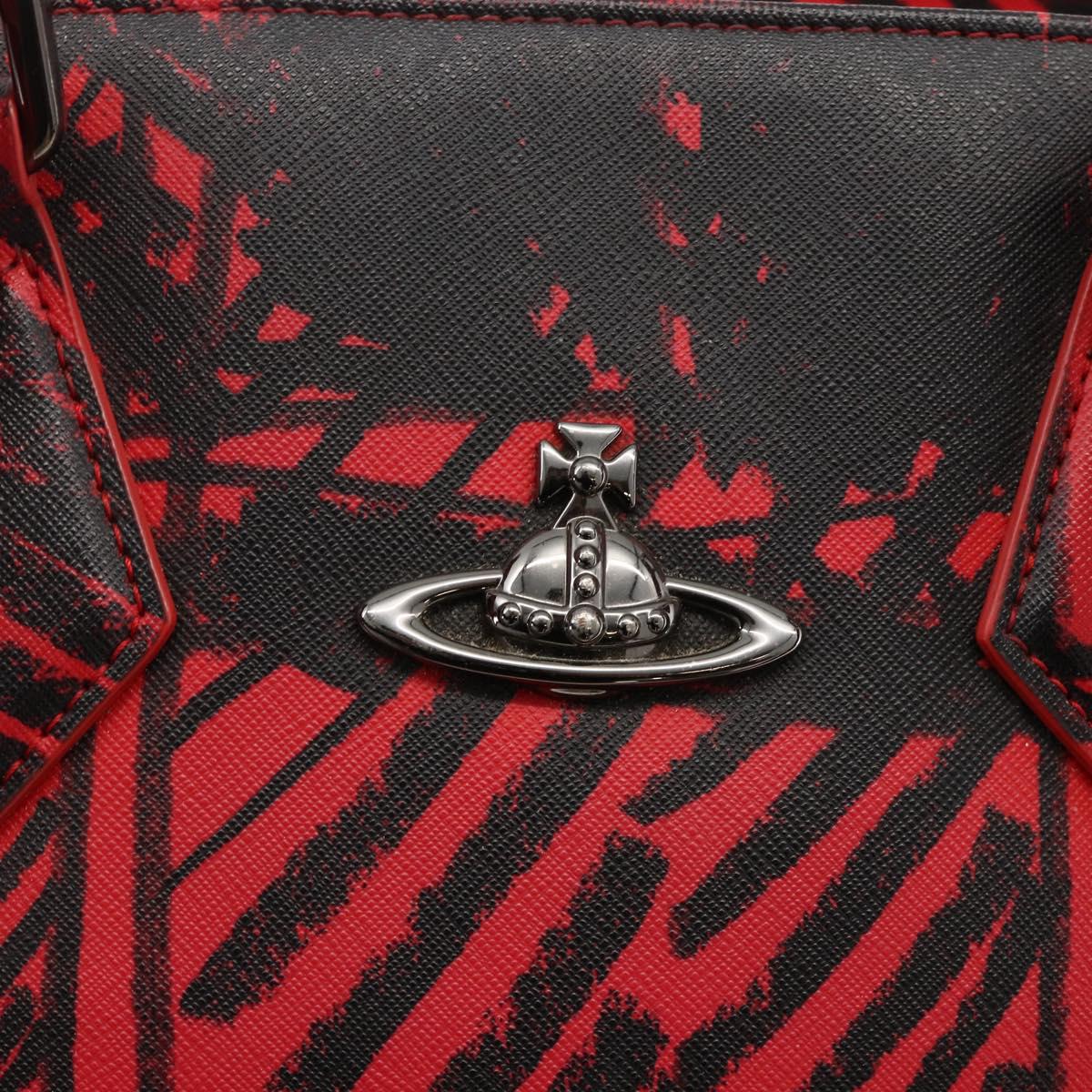 Vivienne Westwood Tote Bag PVC Canvas Red Silver Auth INZ073